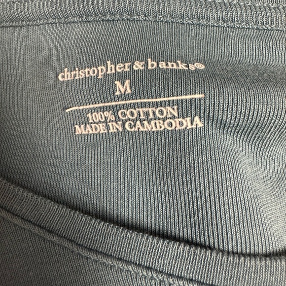 Christopher & Banks Cotton Fitted Teal Long Sleeve Top size Medium - Picture 7 of 9